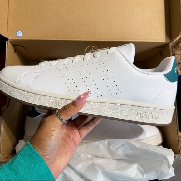 Adidas Advantage 2.0 Tennis Shoes Sneakers Cloud White Legacy Teal Mens - Picture 4 of 4